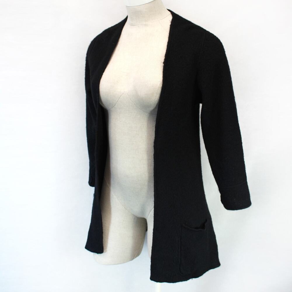 Alpaca 111 Peruvian black Cardigan Sweater Pockets designer collection Small